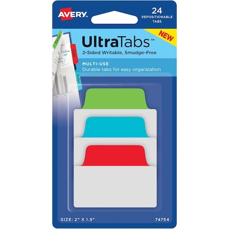 Avery Tabs, Ultra, 2, Primary, 24Pk AVE74754